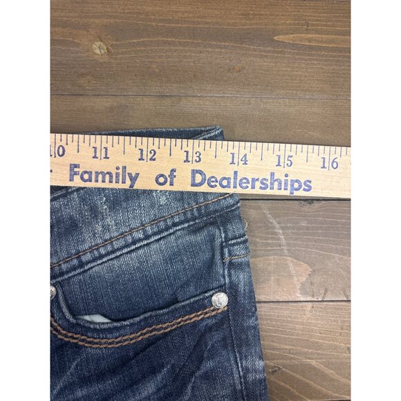 Seven7 Womens Bootcut Jeans Size 25 Distressed Denim with Rhinestone Pocket Acce - Picture 9 of 9
